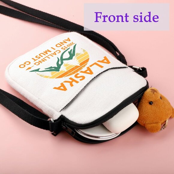 Trendy Canvas Crossbody Makeup Bag - Versatile Cosmetic Organizer for Travel - Picture 4 of 6